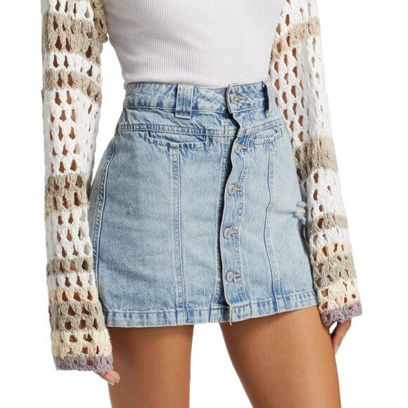 Free People Light Blue Denim Skort - Picture 4 of 16